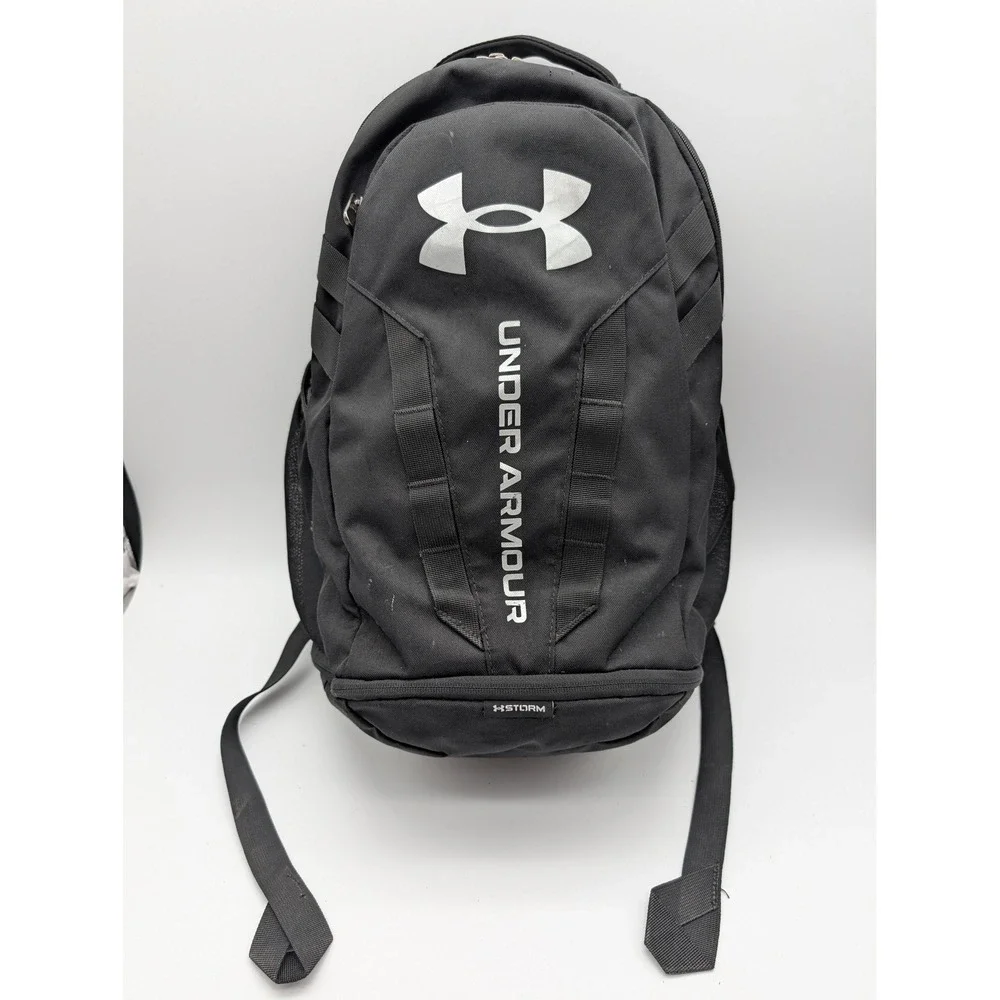 Under Armour Hustle 5.0 Backpack Black UA Storm Water Resistant Sport Bag